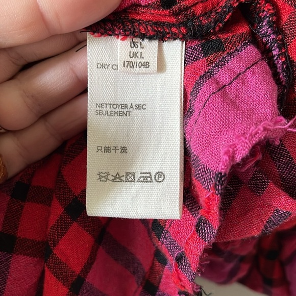 Free People Pacific Dawn Plaid Shirt SZ Large - Picture 9 of 10